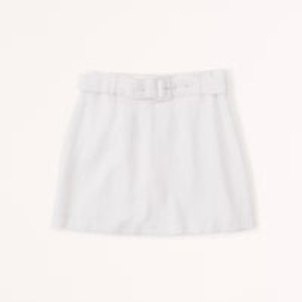 A&F Linen-Blend Belted Skort